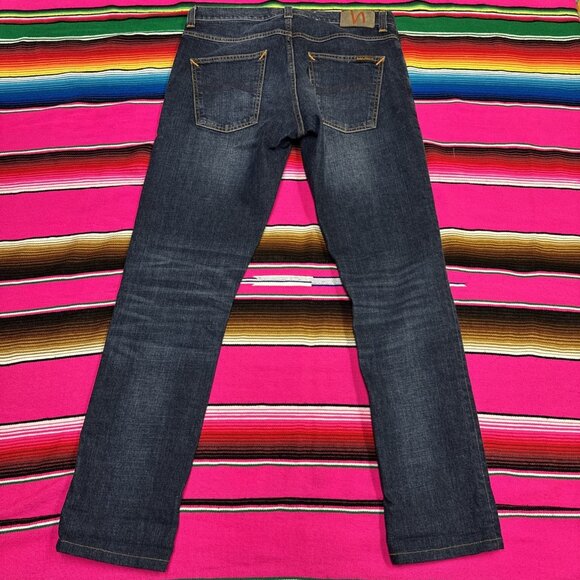 Nudie Jeans Co. Men 32x32 Lean Dean Slim Dark Worn Navy Blue Made in Italy READ - Picture 5 of 11